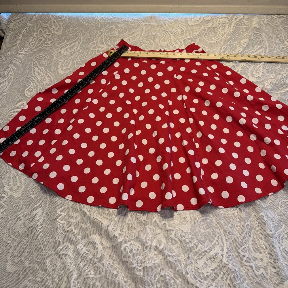 IXIA Red White Polka 50's Skirt Women's  Retro Pinup Flare Minnie Mouse Vibes M